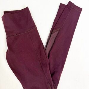 Lululemon Burgundy Mesh Panel High-Rise Leggings Size 6 – 32” Inseam